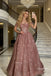 Gorgeous Off Shoulder Rose Gold Sparkle Long Prom Dresses, DB105