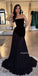 Black Elegant Tulle Backless Long Prom Dresses, FC7036