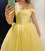 A-line Tulle Off Shoulder Princess Long Elegant Prom Dresses, FC7049
