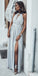 Gray Chiffon A-Line Slit Simple Cheap Prom Dresses, FC1871