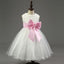 Ivory Online Princess Flower Girl Dresses, Weding Little Girl Dresses with Pink Bow, FGS024