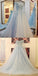 High Quality Charming Blue Off the Shoulder Applique Lace Wedding Dresses with Long Train,220038