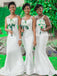 Spaghetti Straps Mermaid  Soft Satin Sleeveless Bridesmaid Dress, FC5936