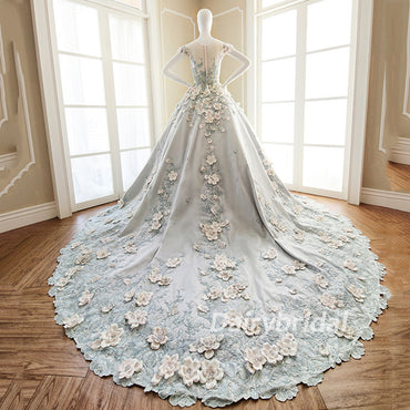 Tulle Wedding Dress, Satin Wedding Dress, Vintage Bridal Dress, Applique Wedding Dress,  Floor-Length Wedding Dress, Wedding Ball Gown, DA910