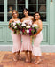 Straight Neckline Backless Jersey Mermaid High-Low Bridesmaid Dresses, D1379