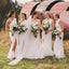 Charming One Shoulder White Mermaid Sexy Slit Bridesmaid Dress, D1387